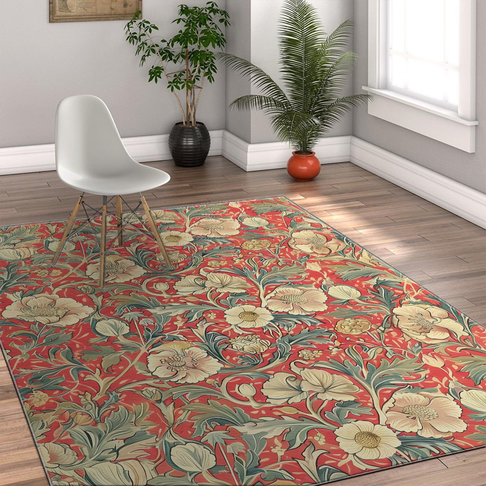 Tapis oriental maximaliste 180x280cm à motifs floraux et poils ras