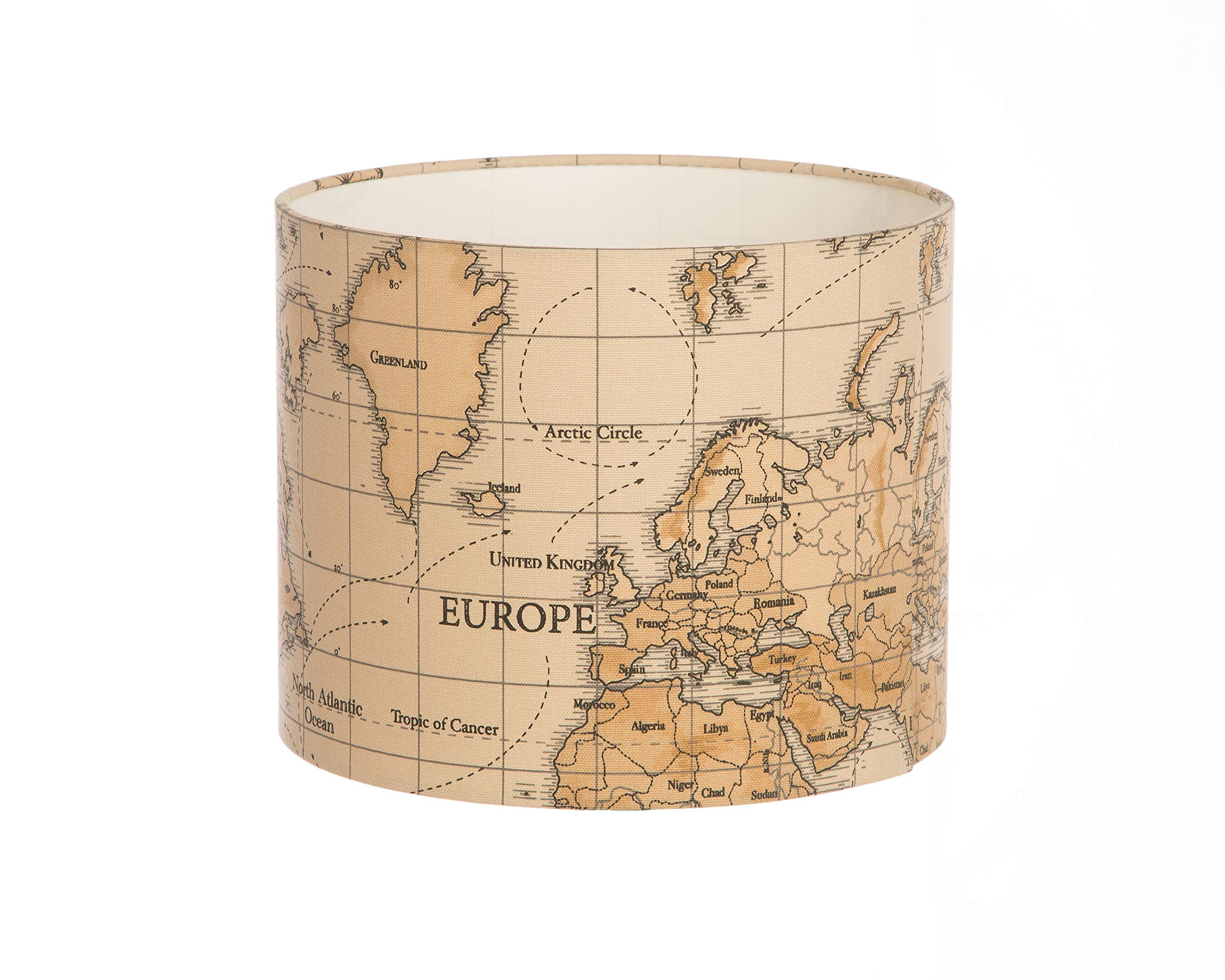 Hand Made 10" Antique 'Dusty' Orange Maps Design Lampshade