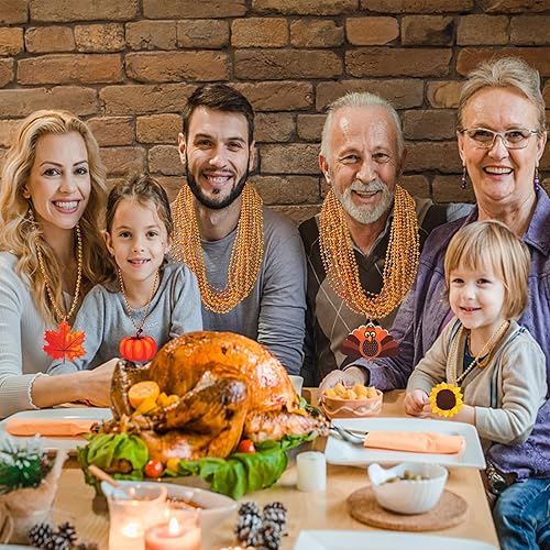 Miniatura 5 de 100 collares de cuentas de Acción de Gracias, collares de cuentas marrón naranja con hojas de arce, calabaza y pavo, colgantes para regalos de