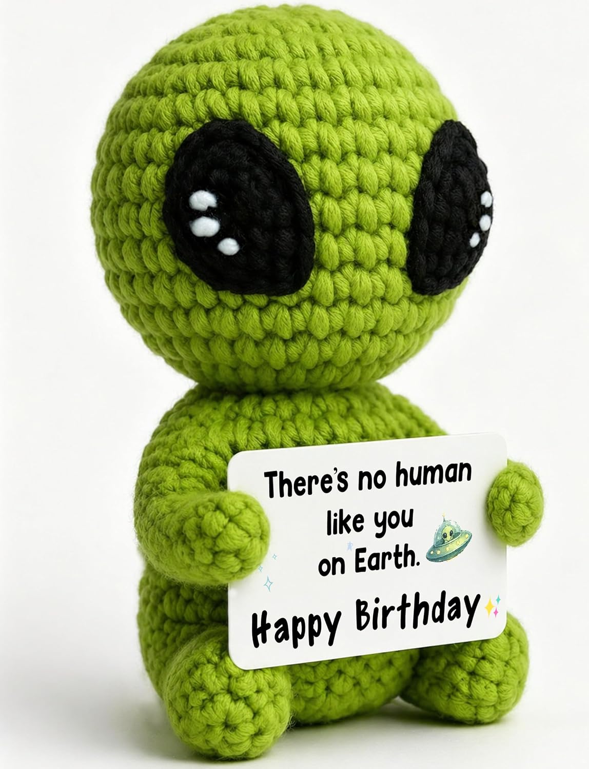 Birthday Gifts for Men Women Handmade Crochet Alien Decor with Bday Card Unique Birthday Gift Ideas for Dad Boyfriend Husband Him Her