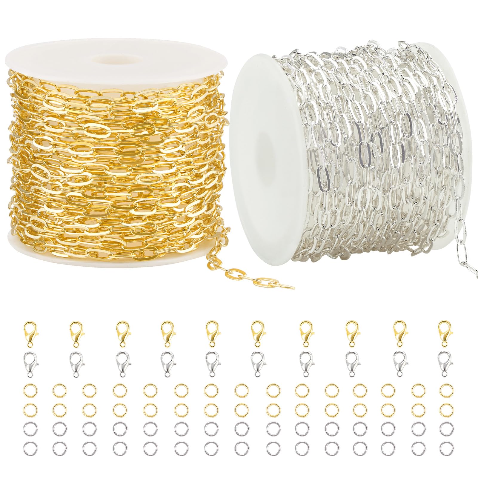 Paperclip Chain for Jewelry Making - 2 Rolls -10