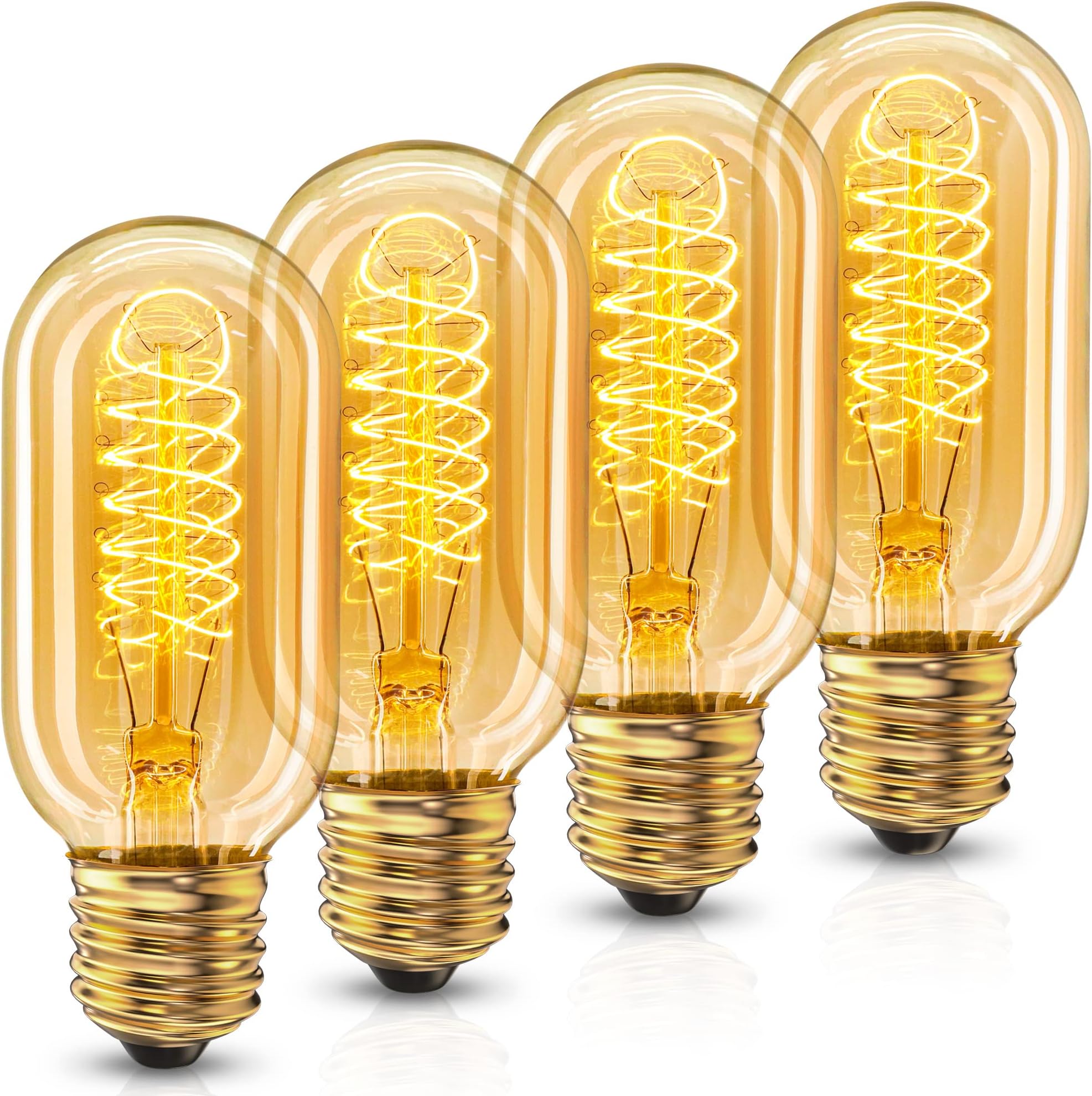Edison Bulbs, Vintage Edison Bulbs 40 Watt, T45 Incandescent Light Bulbs, E26 Decorative Light Bulbs, Antique Light Bulbs, Dimmable Filament Light Bulbs, Warm White 2700K, 110-130V, 4 Pack