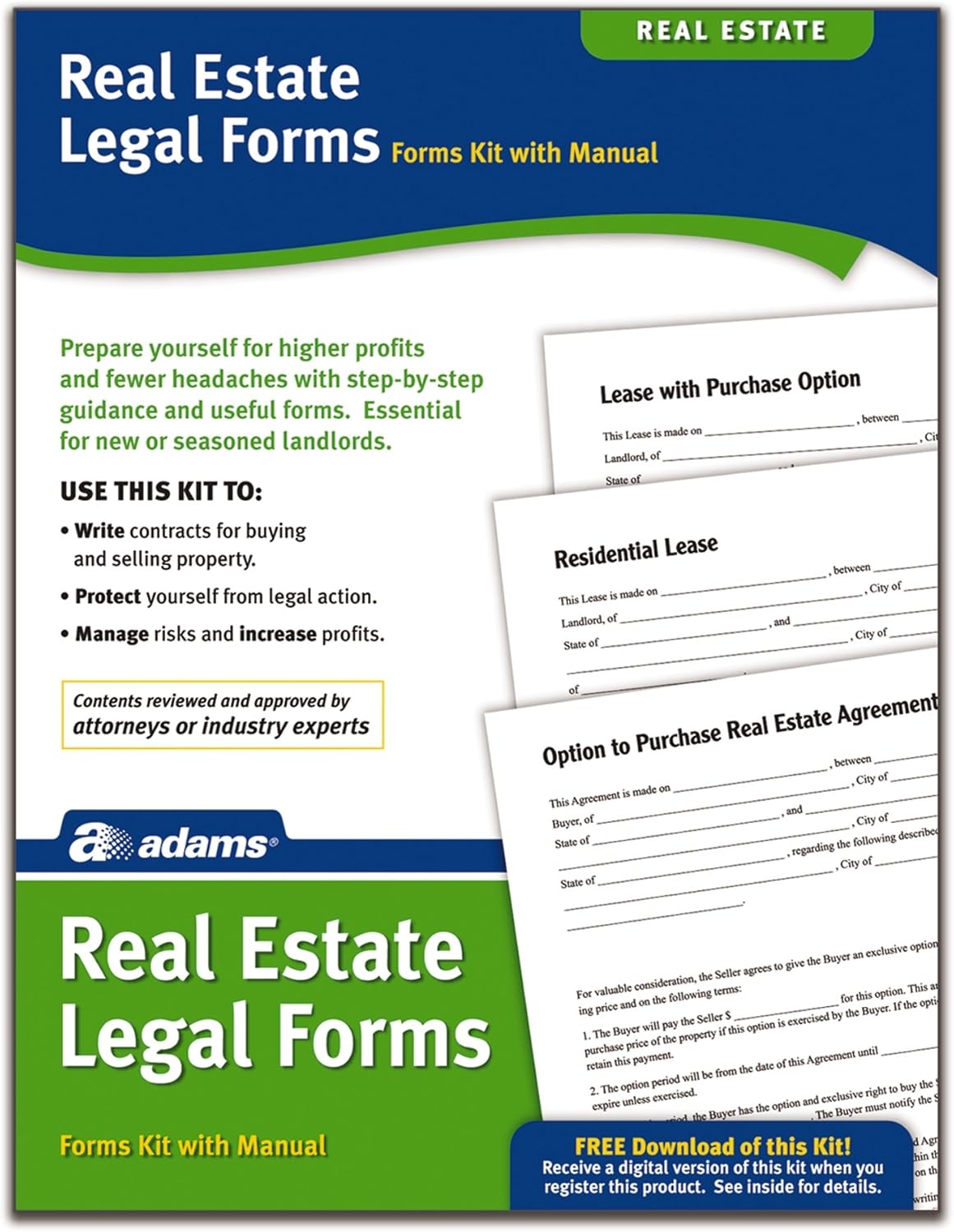 Adams Real Estate Legal Forms Kit, Forms and Instructions