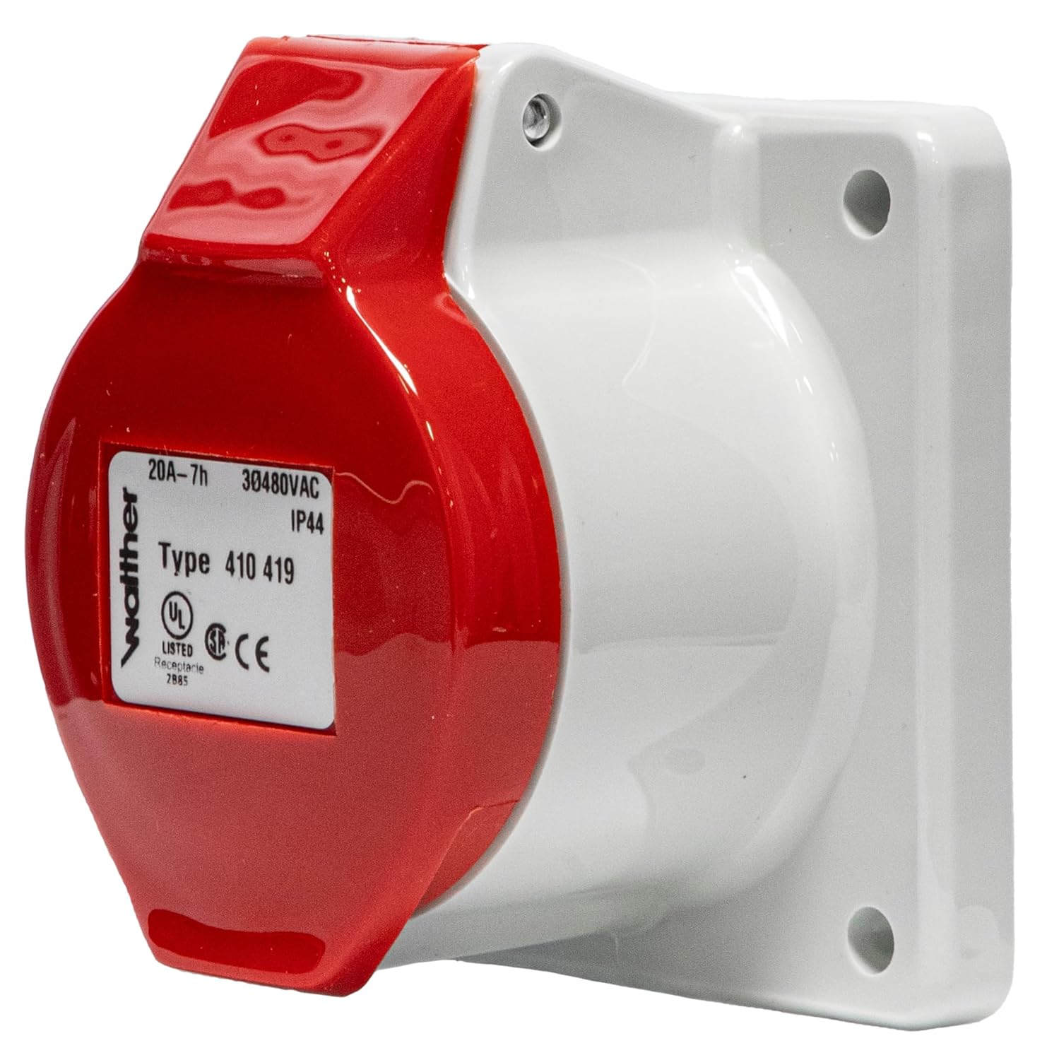 Walther Electric 410419 Pin and Sleeve Female Receptacle 20A 3 Phase 4P 480V 7h IP44 Splashproof - 420R7S Industrial Grade IEC