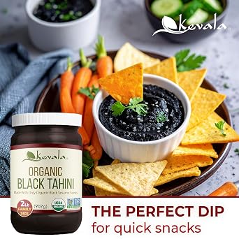 Kevala Organic Black Tahini - Double Size Gluten Free Black Sesame Paste for Cooking and Baking at Home, Source of Calcium and Dietary Fiber, For Stir-Fry Dishes and Making Dark Organic Hummus, 32 oz