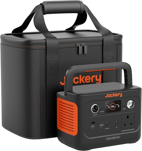 Jackery Solar Generator 240V2 + S-Case Bundle, 256Wh LiFePO4 Battery, 230V/300W, Portable Power for Outdoors, Picnics, Fishing, and Travel