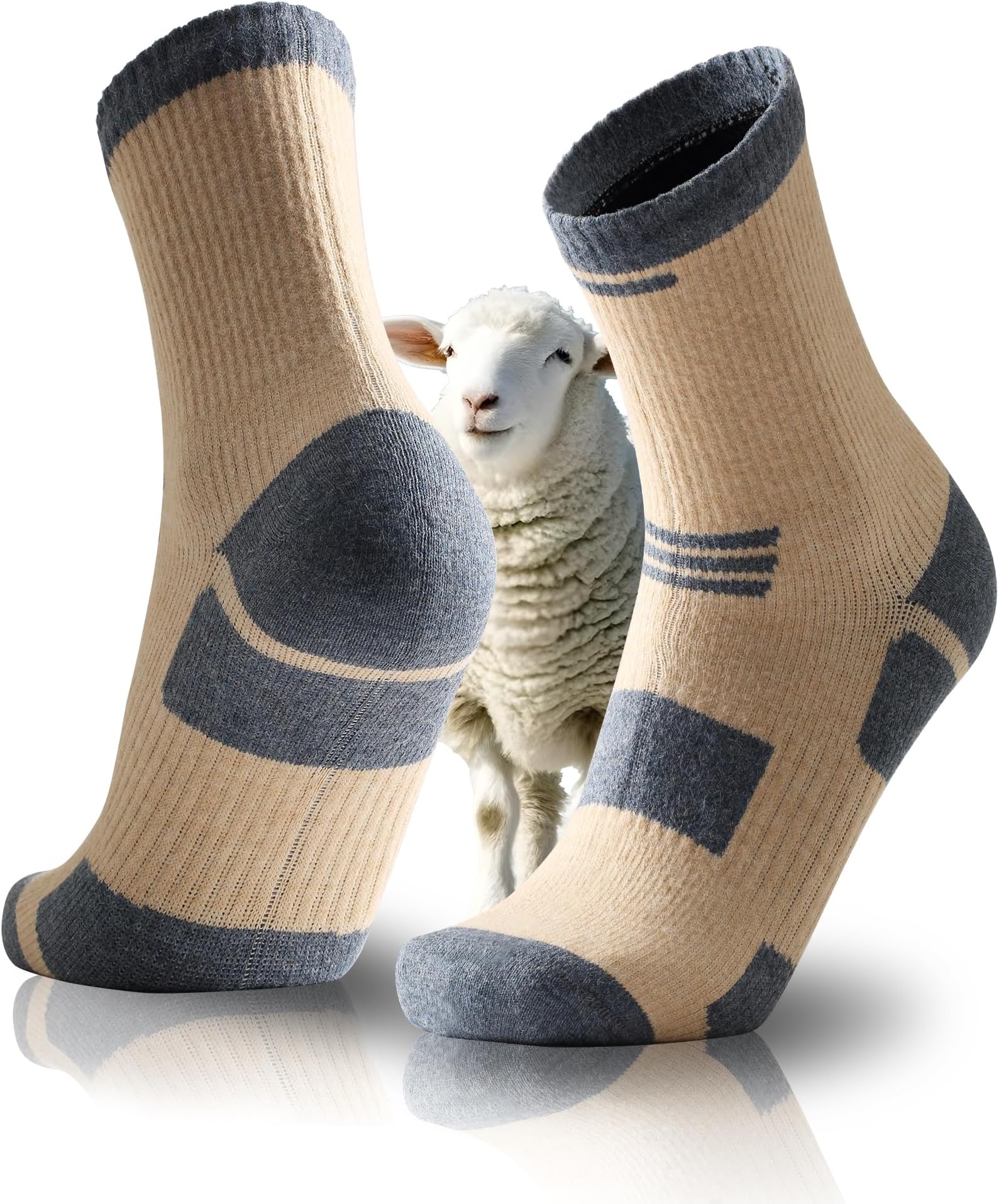 RANDY SUN Waterproof Thermal Socks for Men and Women, Made of Merino Wool, Thick Heat Retention Design, 3 Layers, Breathable, Windproof, Sandproof, Ideal for Outdoors, Skiing, Climbing, Winter Work