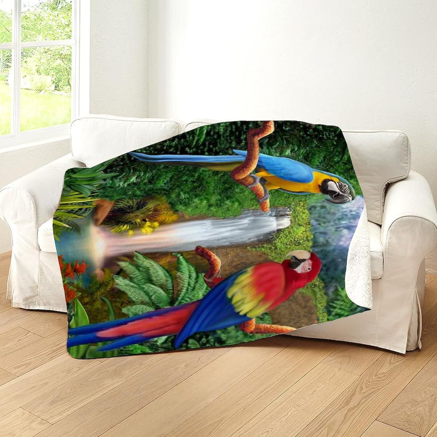 CafePress Macaw Tropical Parrots Sherpa Fleece Throw Blanket 60" L x 50" W
