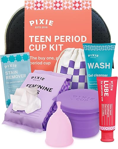 Kit de copa menstrual para adolescentes, el mejor kit de inicio de taza para el primer período, lavado, 20 toallitas, lubricante, taza de transporte