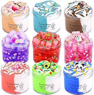 Slime Kit 9 Pack, with 3 Jelly Cube Crunchy Slime 6 Butter Slime, Super Soft & Non-Sticky, for Girls Boys Stress Relief Toys, Party Favors, Birthday Gift