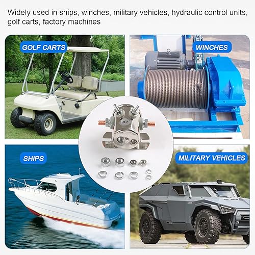 Miniatura 5 de Max 300A 12 voltios Relé solenoide de servicio 4 terminales para carros de golf Torno de servicio pesado marino en Rush SPST 12VDC 12V Relé