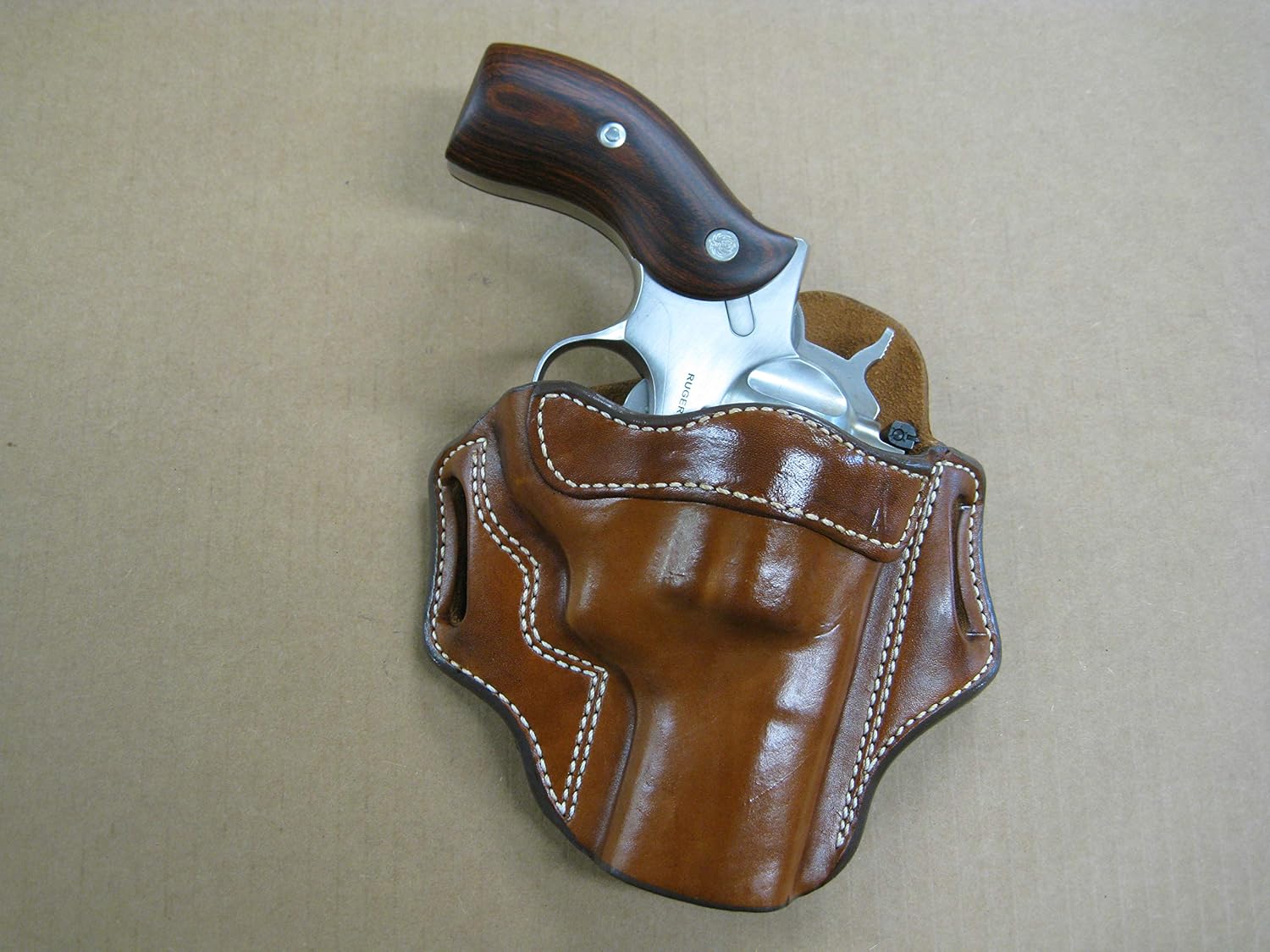 Azula OWB Leather 2 Slot Molded Pancake Belt Holster for Ruger Redhawk Kodiak 2.75" Barrel Revolver CCW TAN RH
