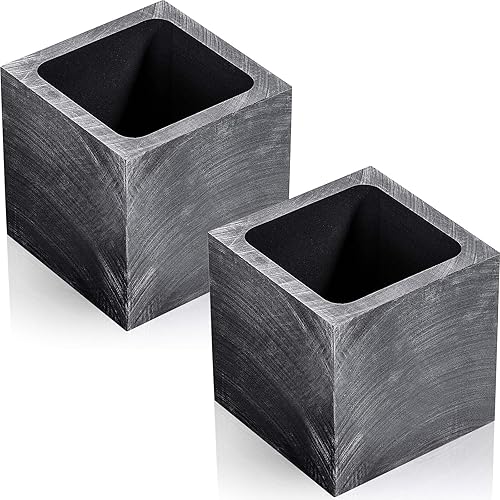 Miniatura 8 de Molde de crisol para lingote de grafito, 2 piezas para fundición de metal dorado, plateado, aluminio, cobre, latón, refinación de fusión (4 x 2 x 1