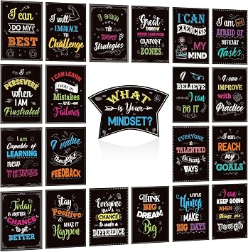 DUAIAI Growth Mindset Bulletin Board Set Classroom Decorations | 21 Pcs Growth Mindset Posters Bulletin Board Decorations for School Office Home- 11 x 14 Inch