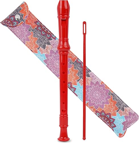 Flauta para principiantes, niños y adultos, 8 agujeros, soprano, flauta de música con varilla de limpieza y funda de cuero para estudiantes,