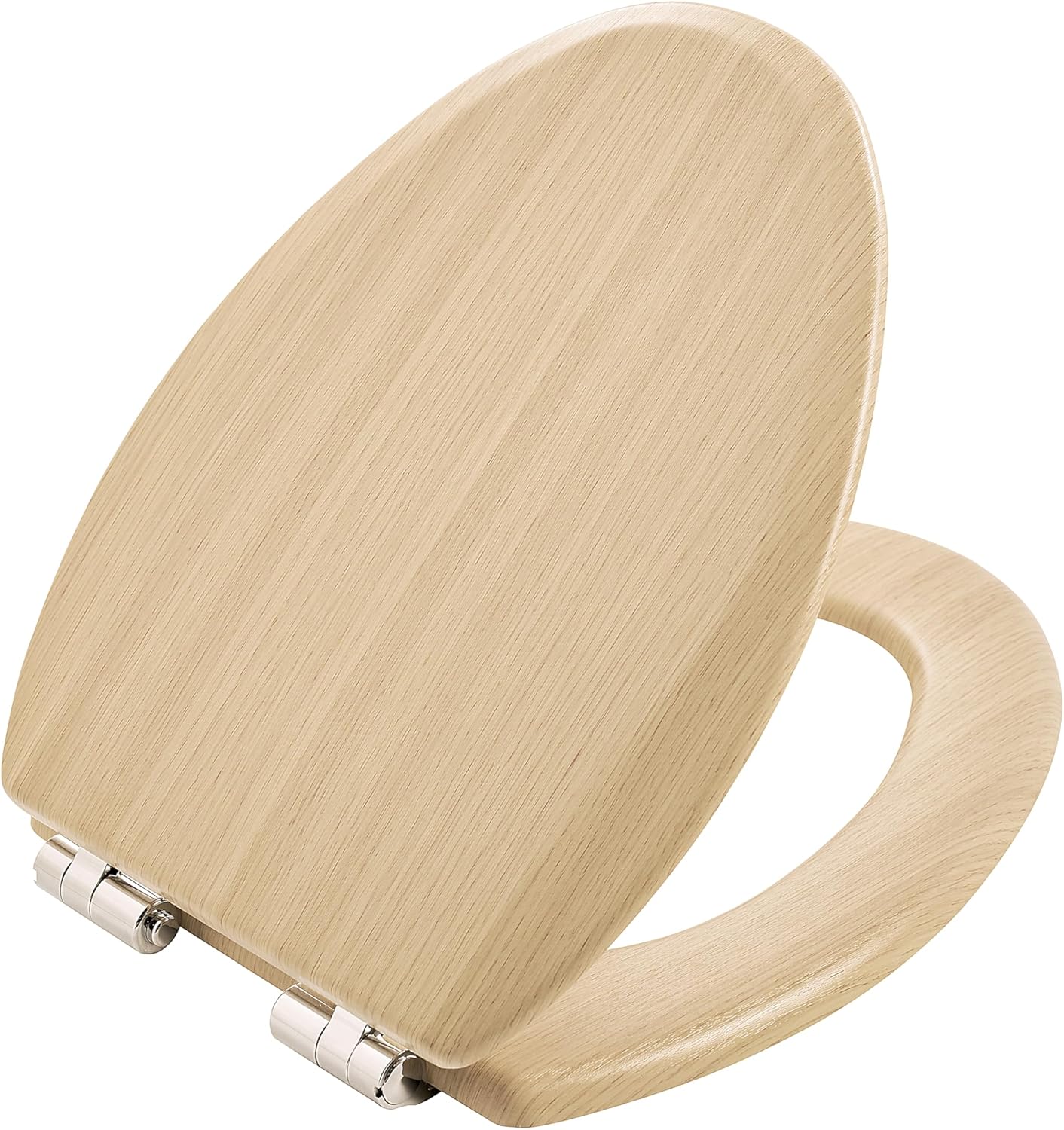 Toilet Seat, Slow Close, Premium Moulded Wood, Quick Release, Nordic Light Oak Look, PIKLiDS, Laminated Woodgrain Finish (Elongated)