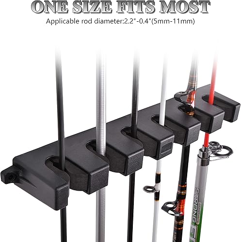 Miniatura 3 de FUSIGO Soportes verticales para caña de pescar para pared, soporte horizontal para caña de pescar para montaje en pared, soporte para caña de pescar