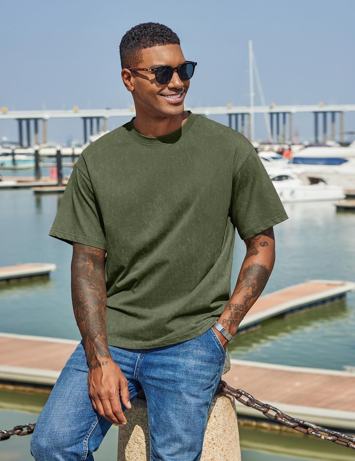 COOFANDY Men's Cotton T-Shirts Oversized Shirt Short Sleeves Streetwear Loose Fit Summer Tee Tops Washed Basic Unisex Shirts - Image 2