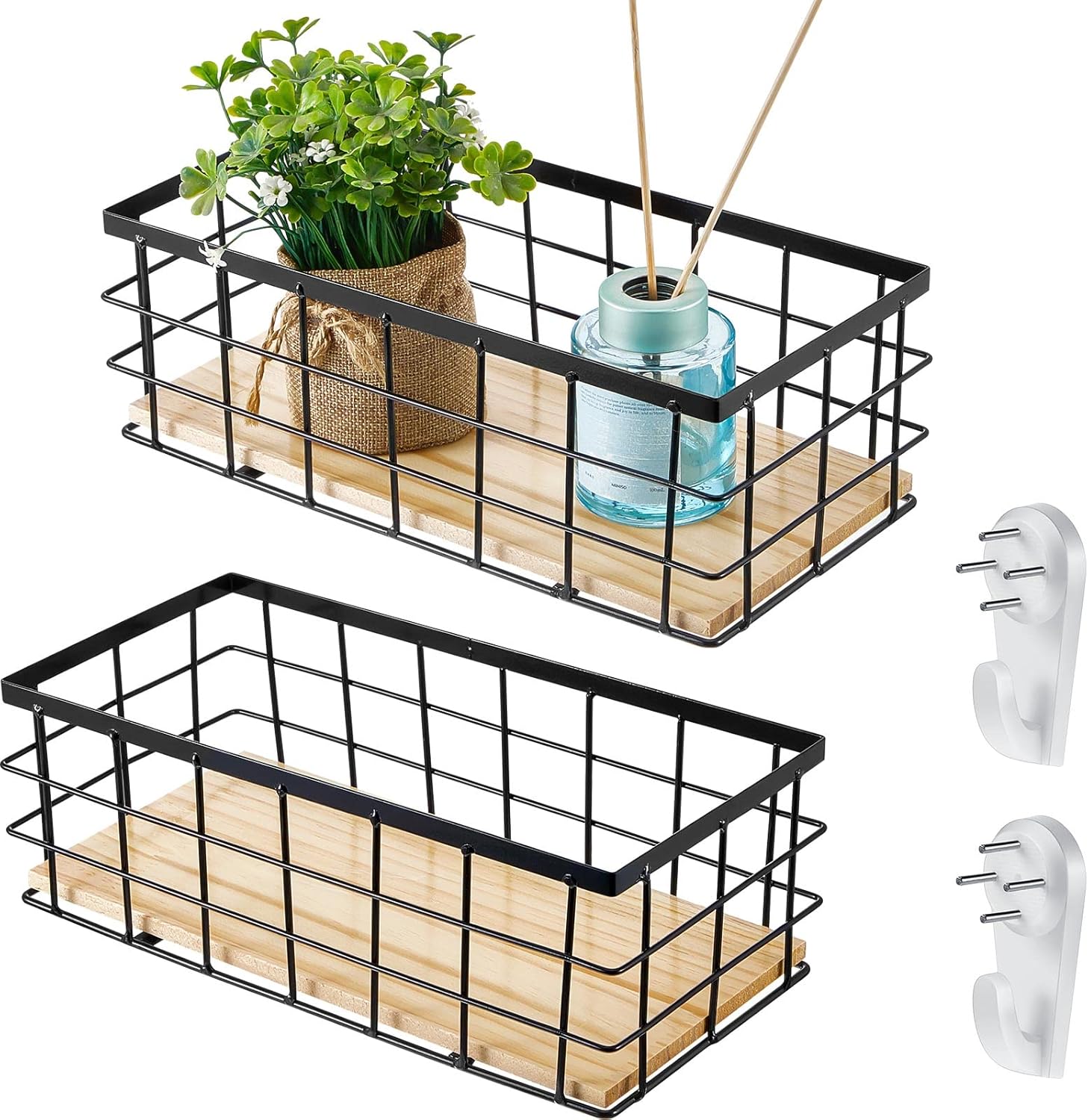 2 Pieces Small Metal Wire Basket Toilet Paper Basket Black Wire Bathroom Storage