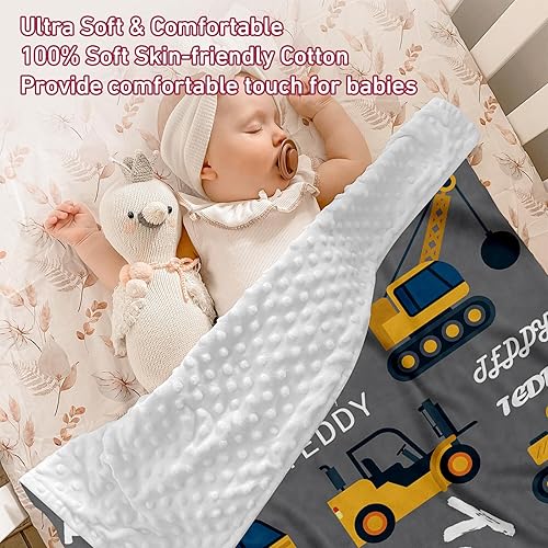 Miniatura 4 de Manta de bebé de doble capa con nombre personalizado, ropa de cama de bebé gris, regalos de cumpleaños para niños y niñas, manta de bebé