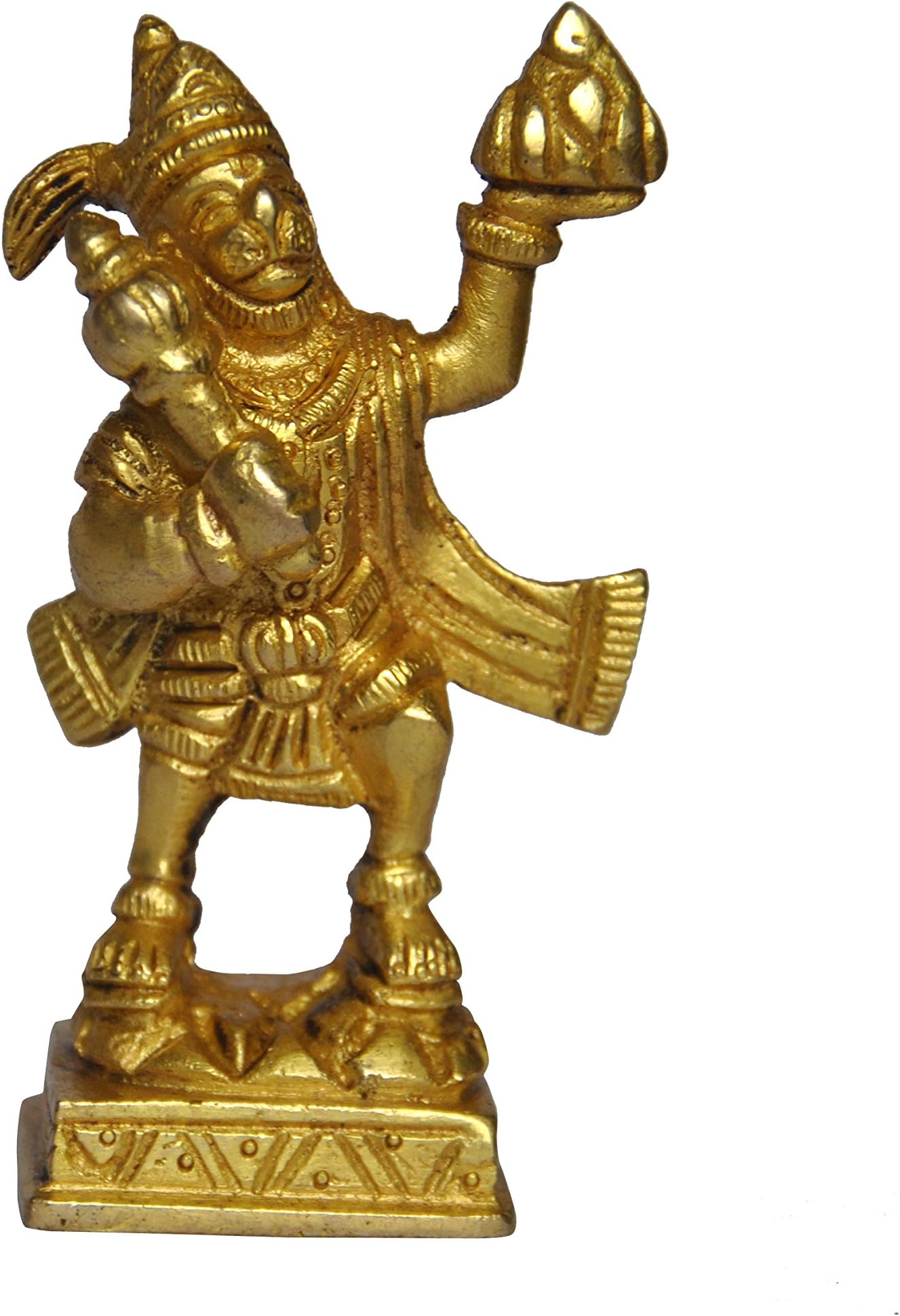 Bajrangbali Hanuman Ji Religious Brass Metal Statue Idol Murti Figurine Showpiece for House Warming Item & Murti for Mandir/ Temple - Dimensions (Height 9 CM X Width 6CM, Weight 0.169kg)