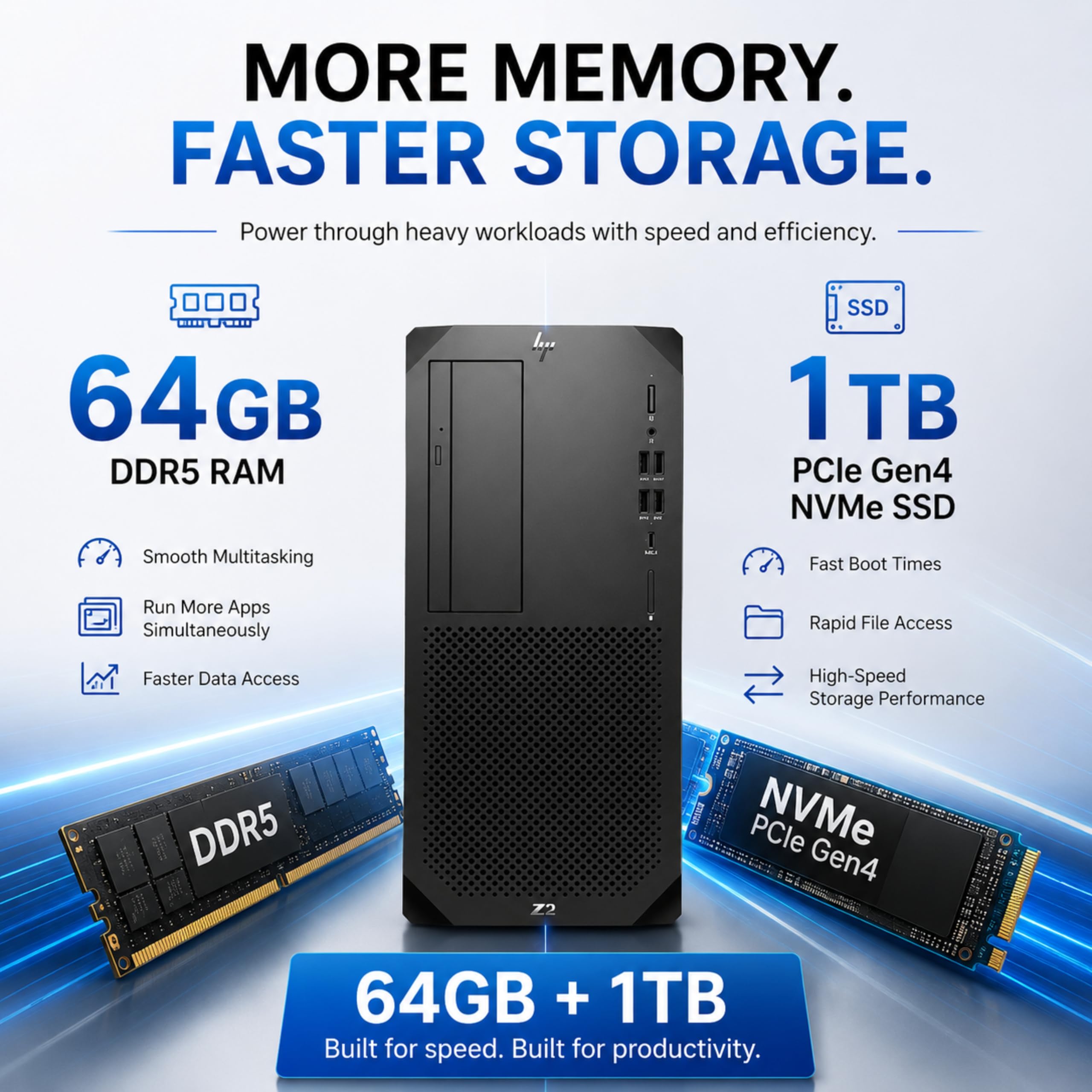HP Z2 G9 Tower Workstation | Intel Core i7-14700 | 64GB DDR5 RAM | 1TB
