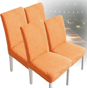 Chair Covers for Dining Chairs Set of 4, Stretch Removable Washable Dining Chair Slipcovers Protectors for Dining Room Party Hotel Ceremony BanquetOrange