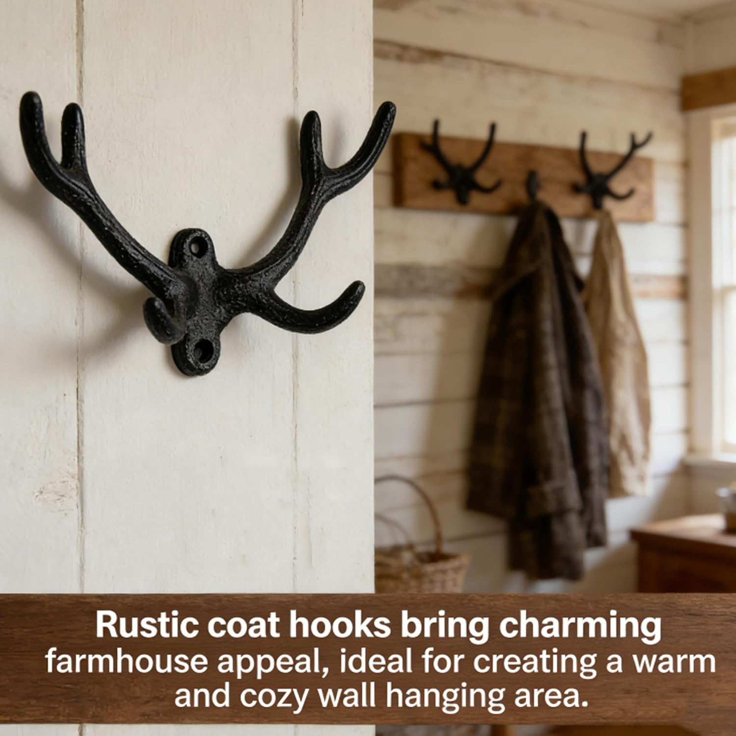 Cast Iron Hooks Antler Decor Coat Hooks Rustic Coat Hooks Wall Mounted for Entryway Bathroom Bedroom