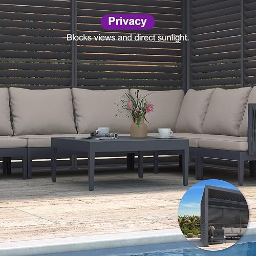 Miniatura 39 de PURPLE LEAF Pérgola 94AS con listones de aluminio para exteriores de 12 x 20 pies con techo ajustable para terraza, patio trasero, jardín, kiosco