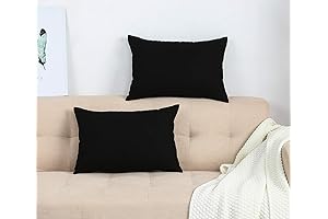TangDepot Handmade Decorative Solid 100% Cotton Canvas 18 x 12 Inches Black Throw Pillow Cover