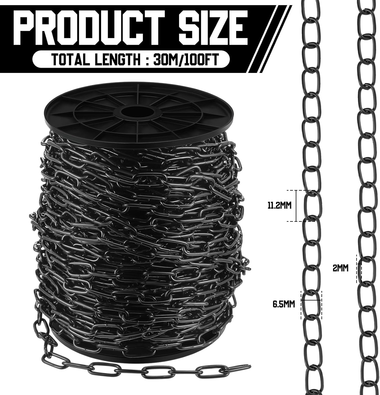 Yaocom 1/12" Chandelier Chain 100 ft Metal Hanging Chains Fixture Chain Decorative Chain Light Duty Chain Utility Chains for Hanging Plants, Basket, Light Fixture, Chandelier, Lamp