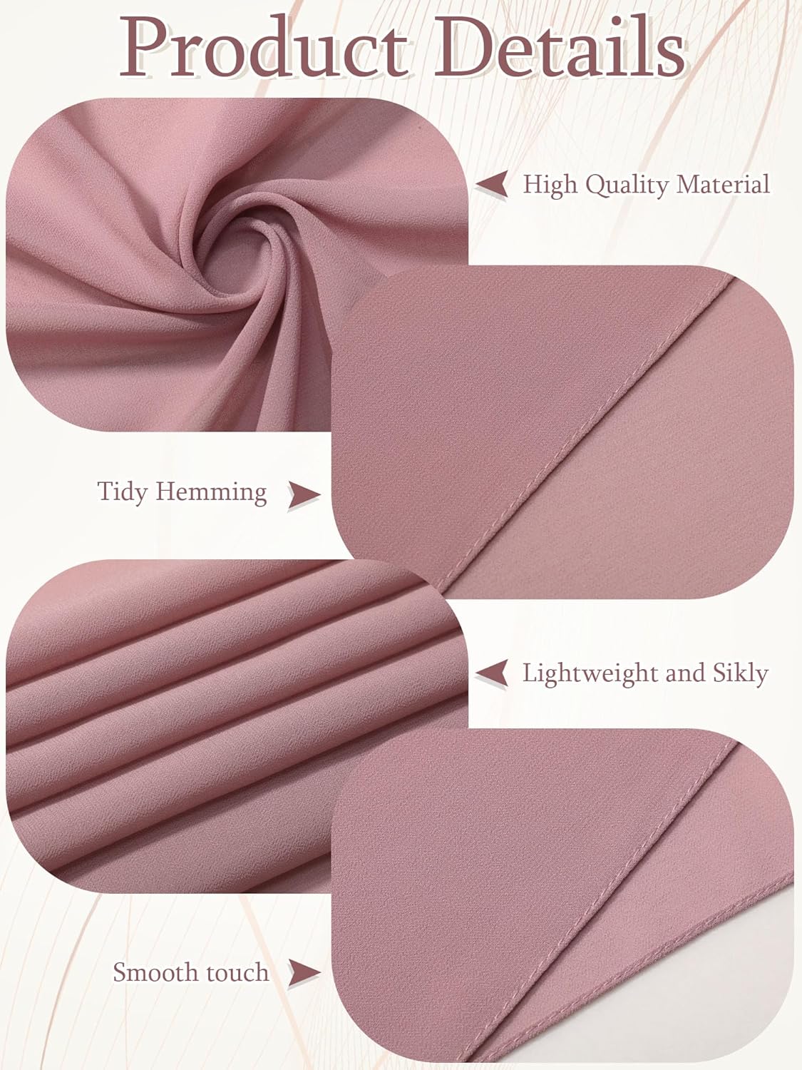 Geyoga 4 Pcs Chiffon Hijab Scarf for Women Muslim Long Head Scarf Lightweight Shawls Wrap Lady Gift Set - Image 2