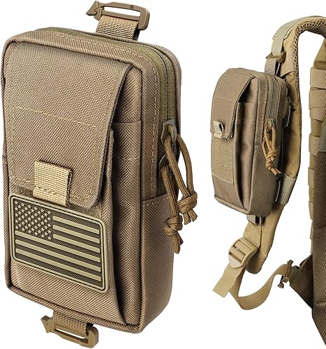 Miniatura 9 de Bolsa Táctica de Accesorios para Mochila, Bolsillo de Accesorios Molle con Correa para Hombro, Bolsas Utilitarias EDC para Teléfono, Deporte