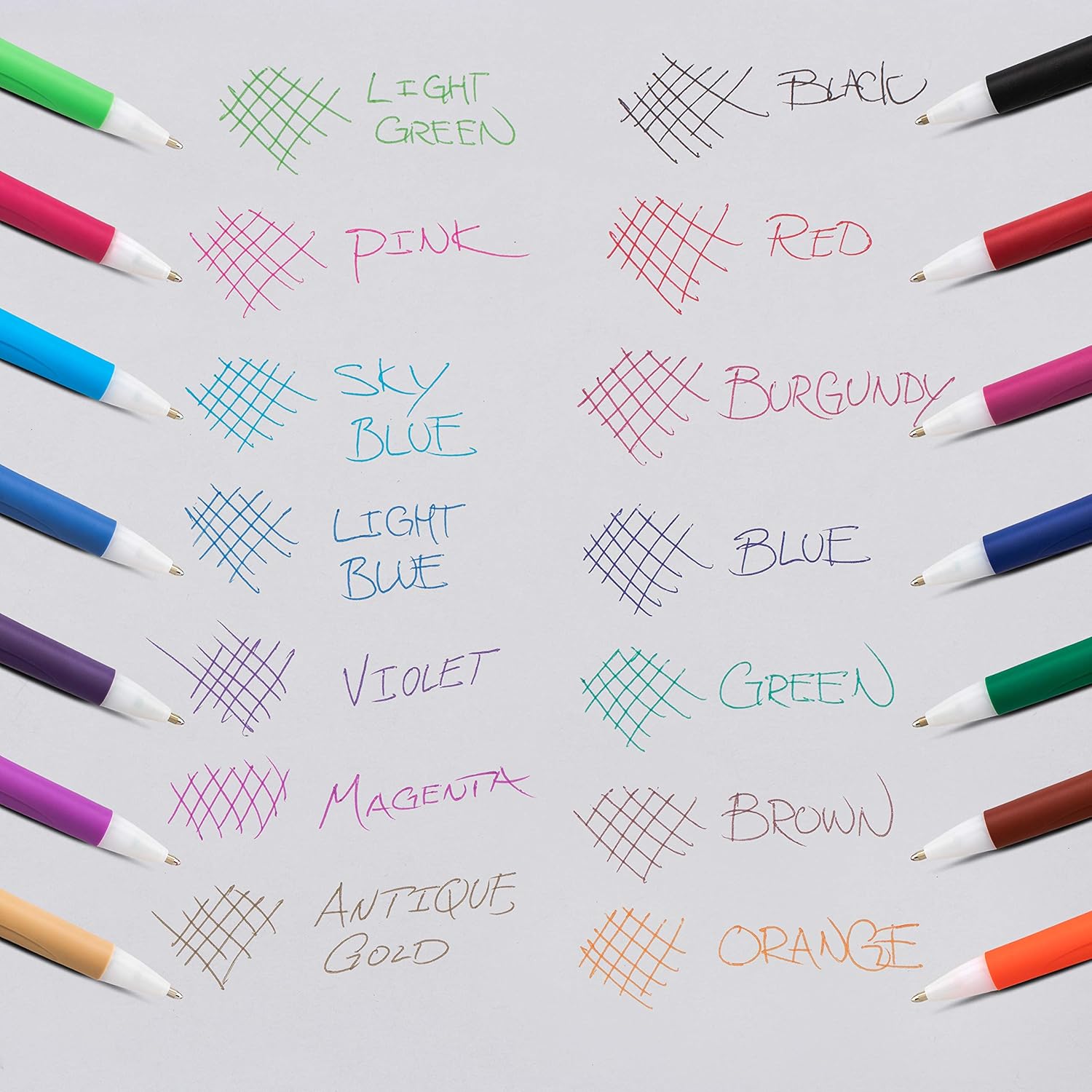 Pentel GlideWrite Ballpoint Pen with TechniFLO Ink, (1.0mm) Medium Line, Assorted Ink, Pack of 14 (BX910BP14M)