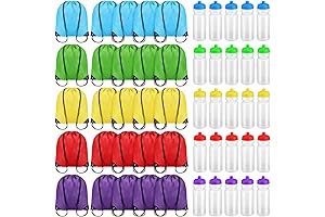 Mifoci 50-Pack 20 oz Plastic Water Bottles with Drawstring Backpacks