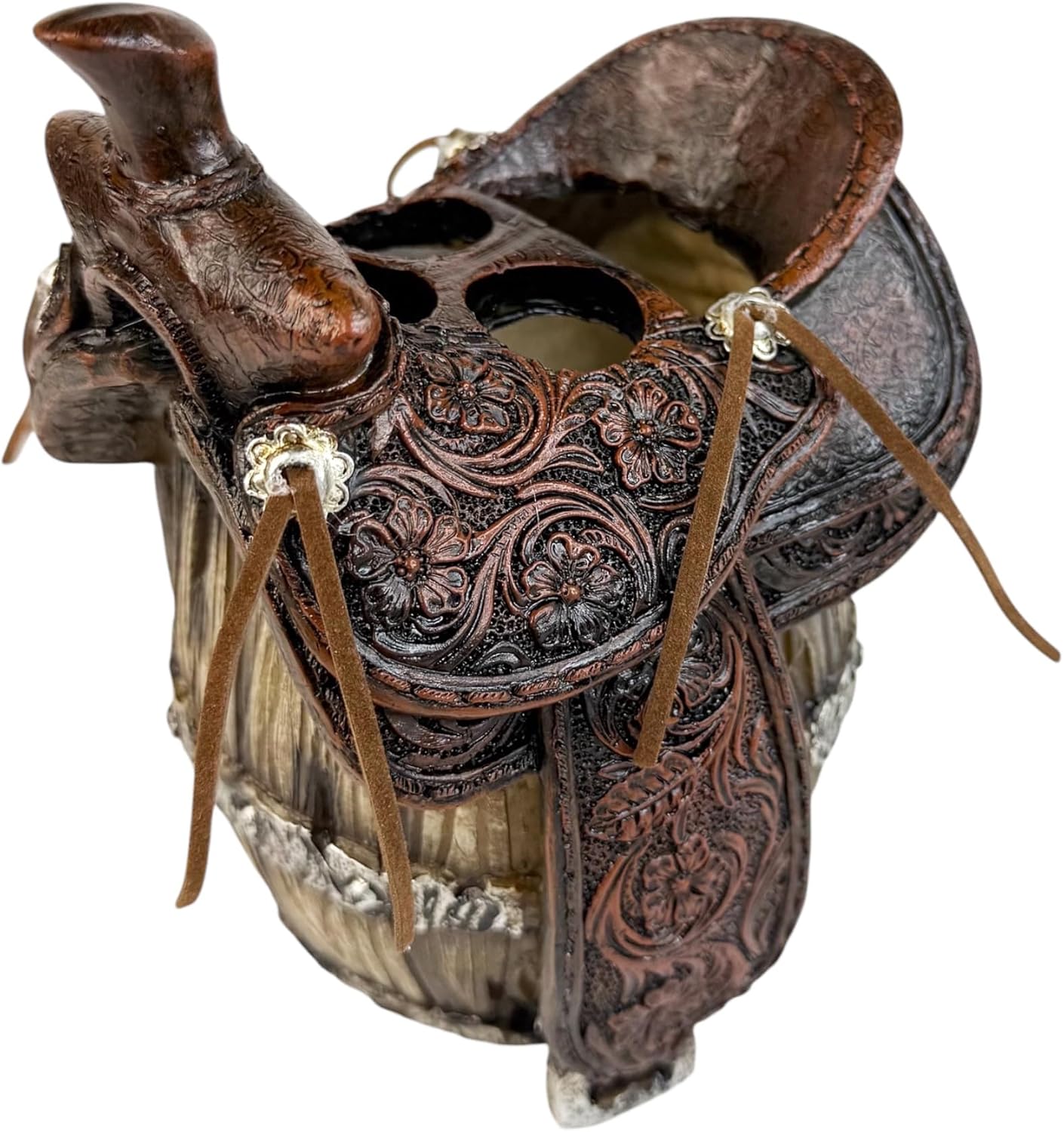 Western Saddle Toothbrush Holder for Bathroom – Rustic Resin Barrel Toothbrush and Toothpaste Organizer – Cowboy Decor – Western Bathroom Accessory – Horse Ranch Rustic Theme