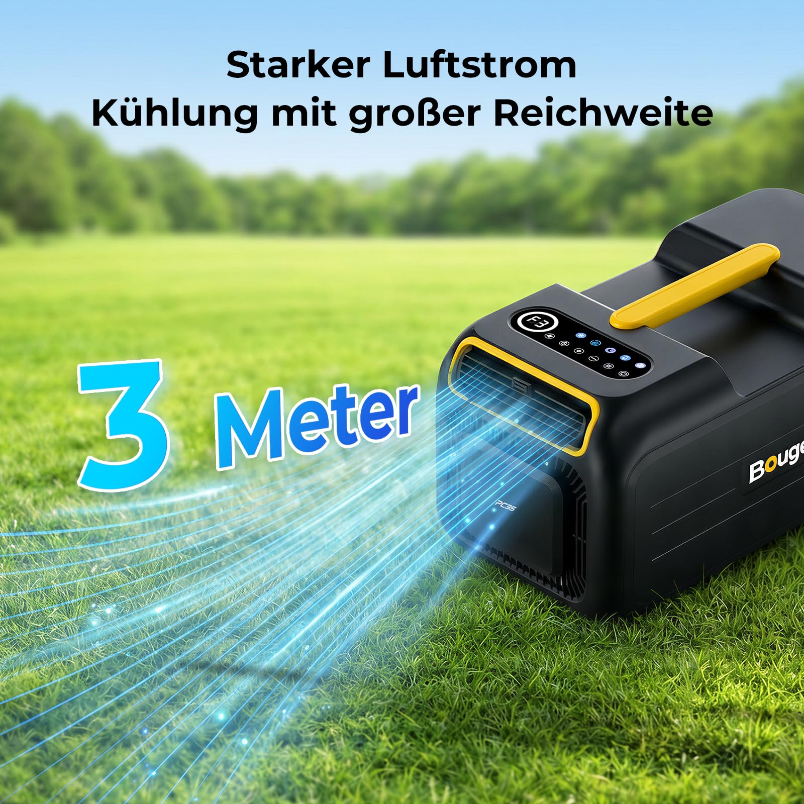 BougeRV Tragbare Klimaanlage 3500 BTU Kühlen Mobile Klimaanlage für Camping | 10 Minuten Schnelle Kühlung, App-Steuerung, 5 Fach Funktion, R290 Gas, AC 100V-240V, für Zelt, Van