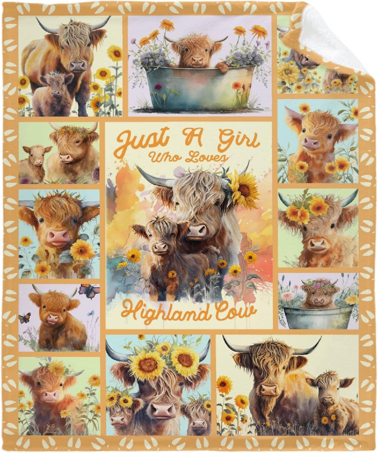 Highland Cow Blanket Gifts Super Soft Lightweight Flannel