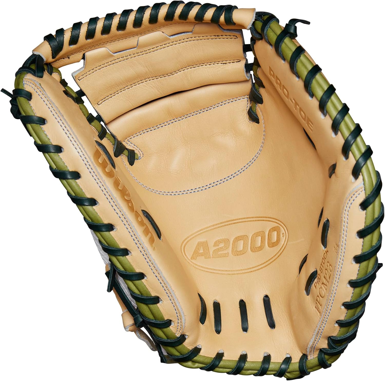 Wilson Fall 2024 Sashel Palacios A2000® FPCM23SS 34” Fastpitch Catcher’s Mitt - Right Hand Throw, White/Blonde/Olive