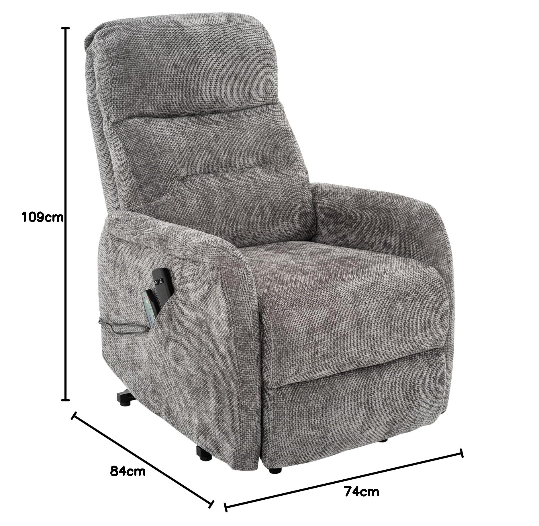 ASTAN HOGAR Sillón Relax con Función Auto-Ayuda (Levanta Personas) y reclinación eléctrica. Masaje y Termoterapia, Tapizado en Chenilla, Modelo Alma AH-AR10600GR