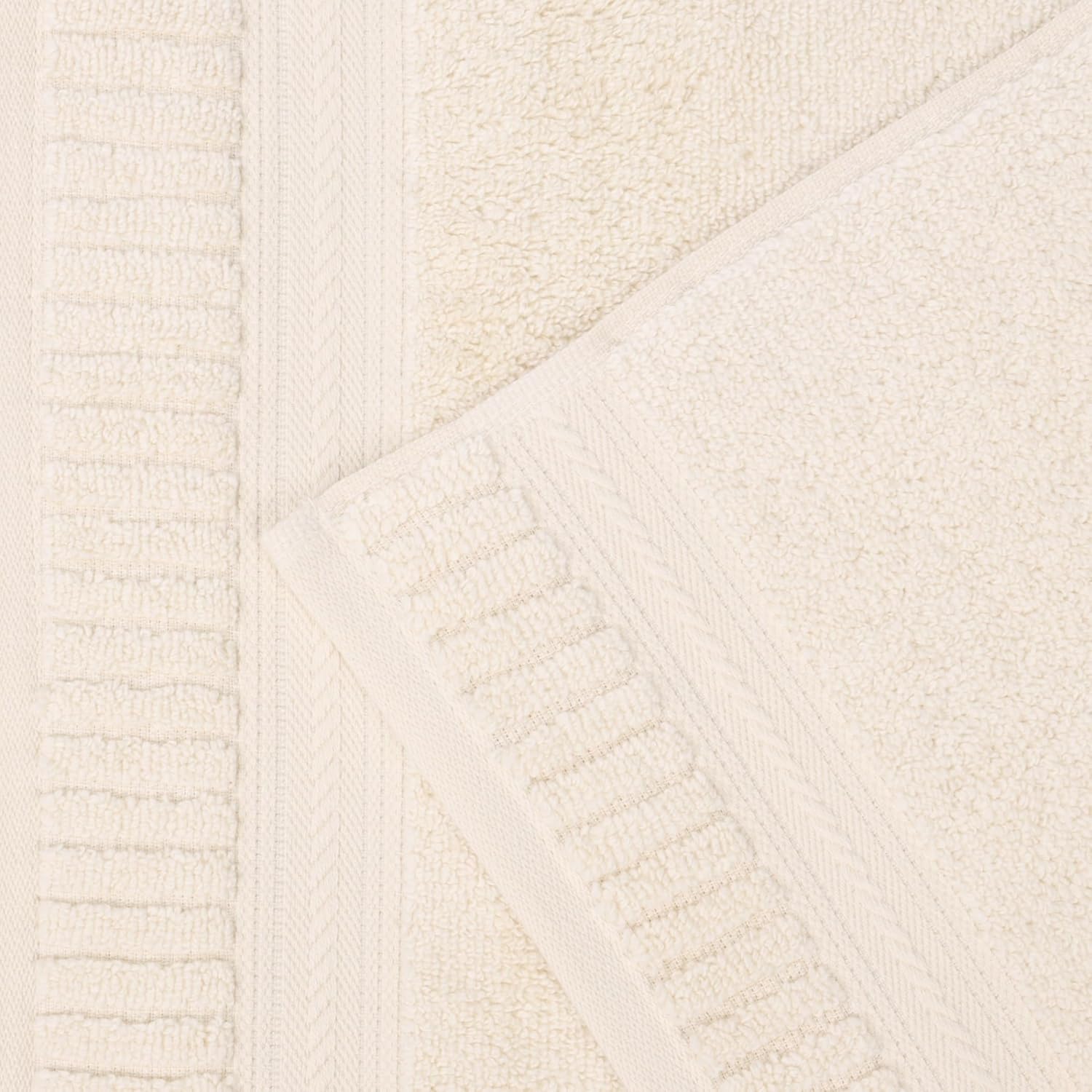 Superior Venice Zero Twist Cotton Medium Weight Towels, for Guest Bath, Bathroom, Shower, Spa, Plush Towels, Bath Essentials, Ribbed Textured Border, 8 Piece Assorted Towel Set, Ivory