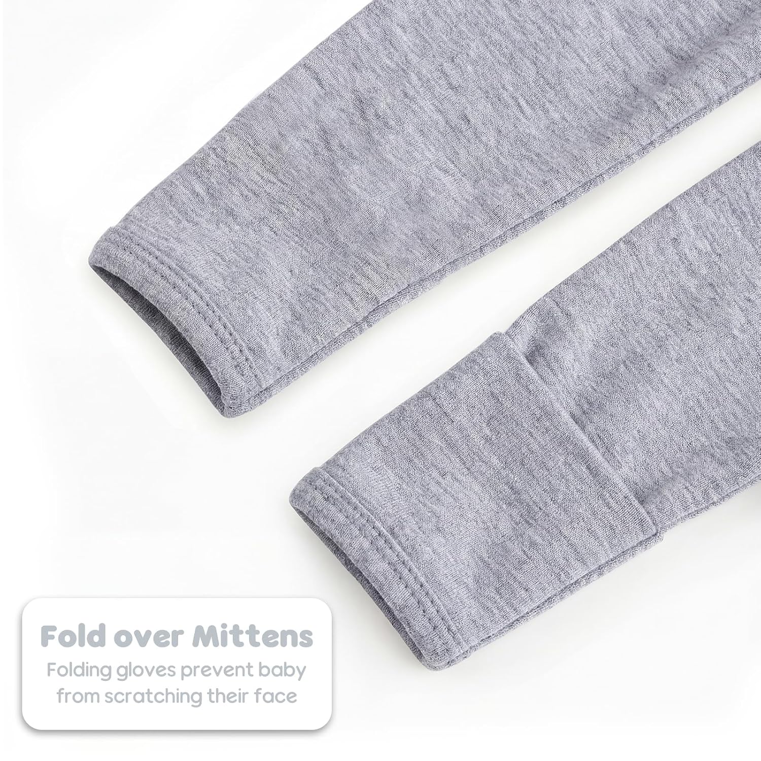 Newborn Knotted Baby Gowns, Long Sleeve Infant Sleeper with Mitten Cuffs, Baby Hospital Outfit Coming Home Clothes, Super Soft Breathable Babys Nightgowns with Hat Set 0-6 Months Grey