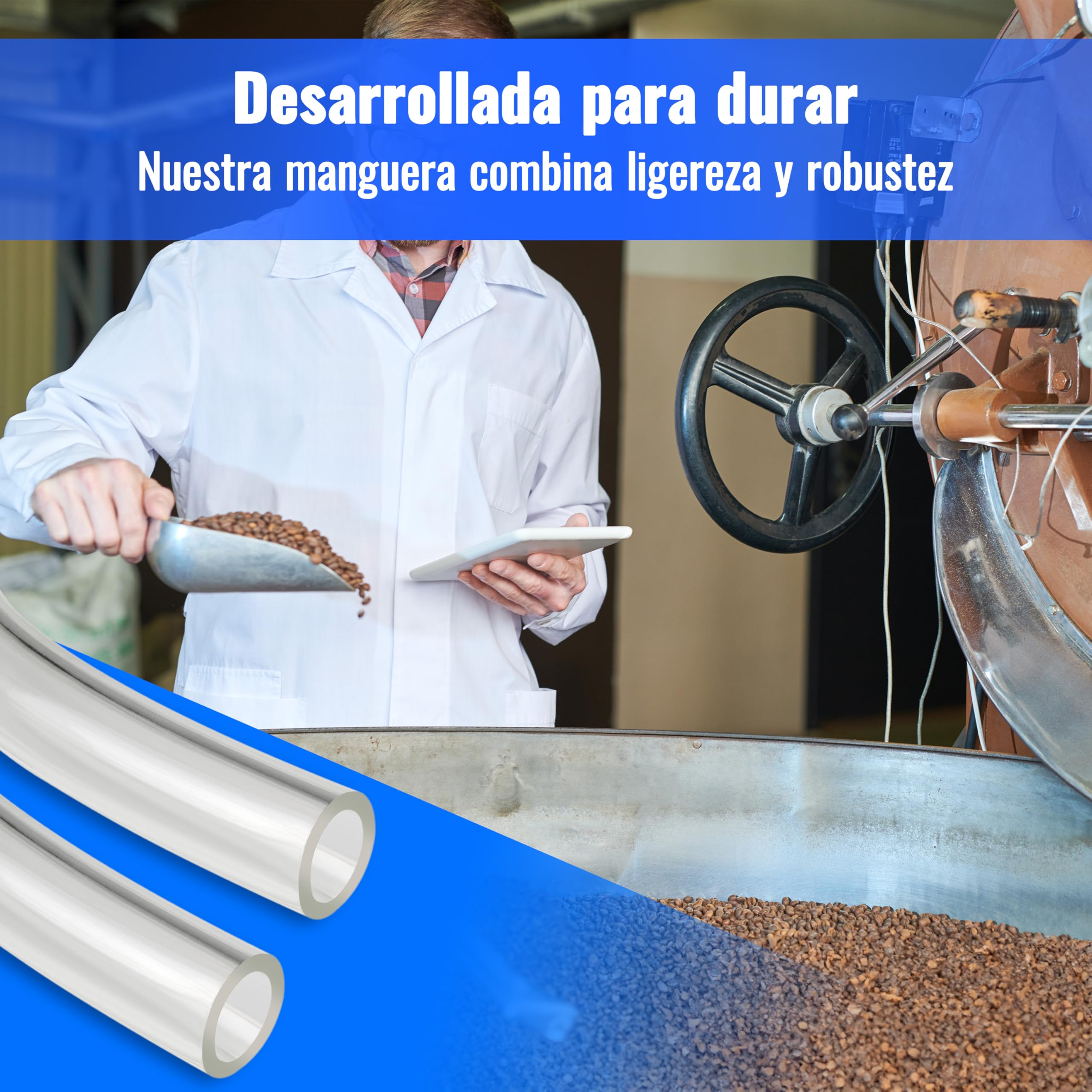 Poppstar Manguera transparente PVC 5m 5/8 mm -5°C a +65°C 2 bar para agua comestible