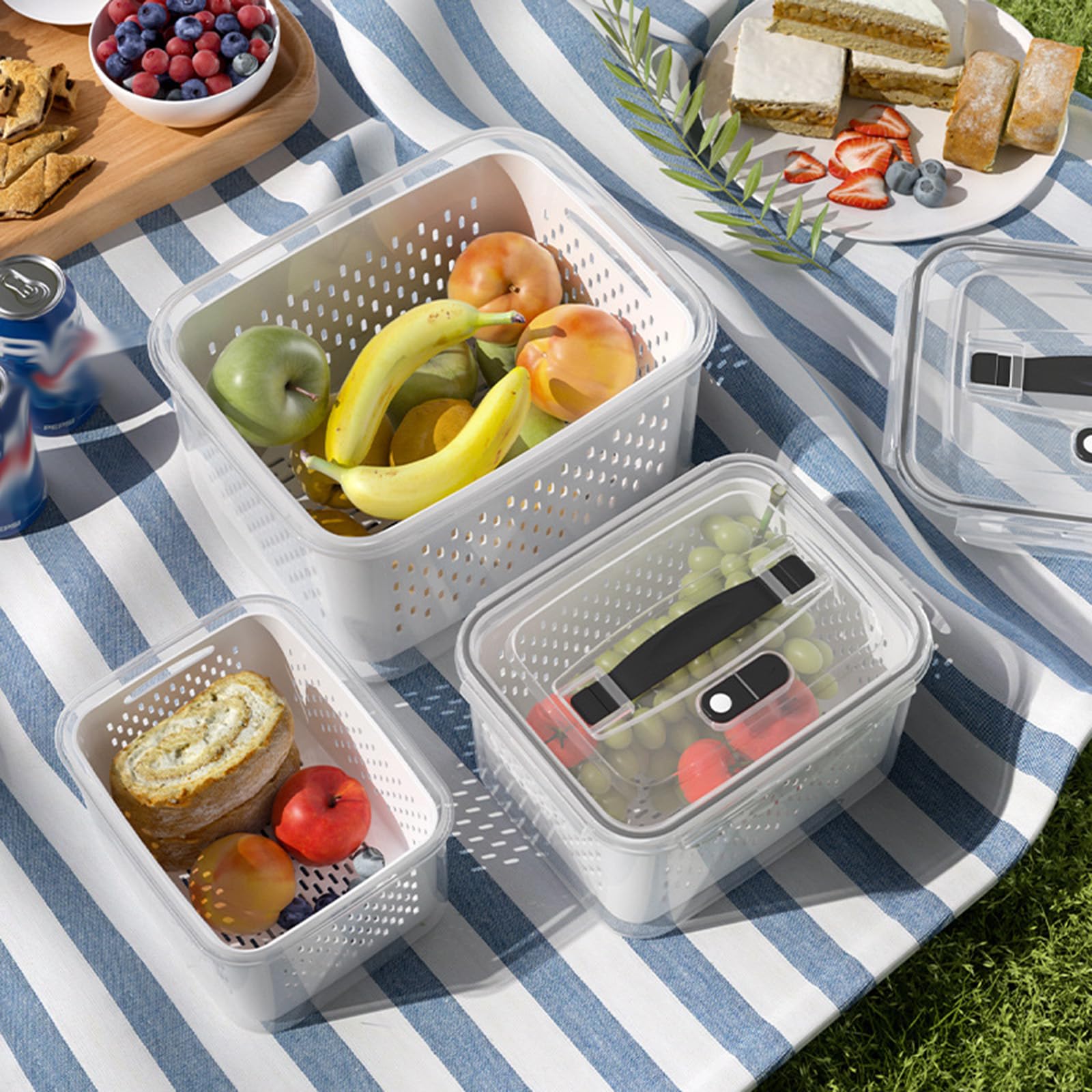 4 Stück Kühlschrank Vorratsdosen, BPA Frei Kunststoff Vorratsdosen Set Frischhaltedosen Set Frischhaltedosen Kühlschrankdicht und teilbar Kühlschrank Organizer Set Salat
