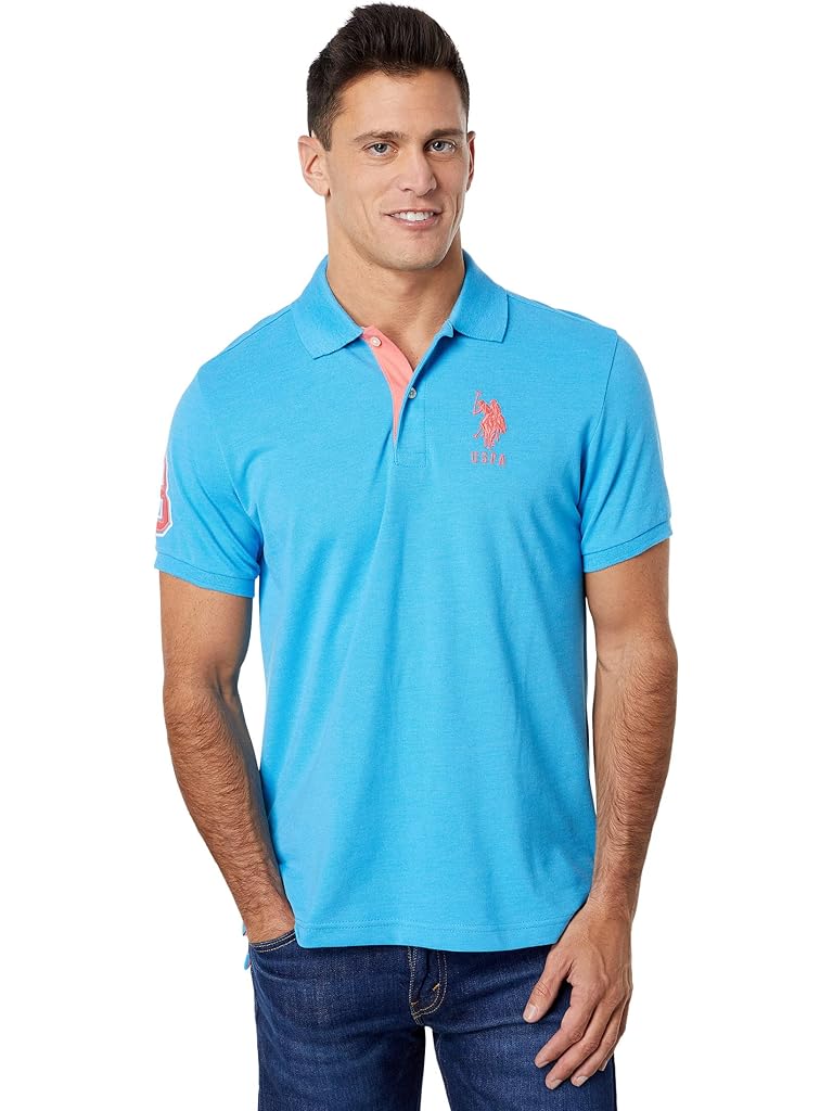 U.S. POLO ASSN. Slim Fit Big Horse Polo with Stripe Collar