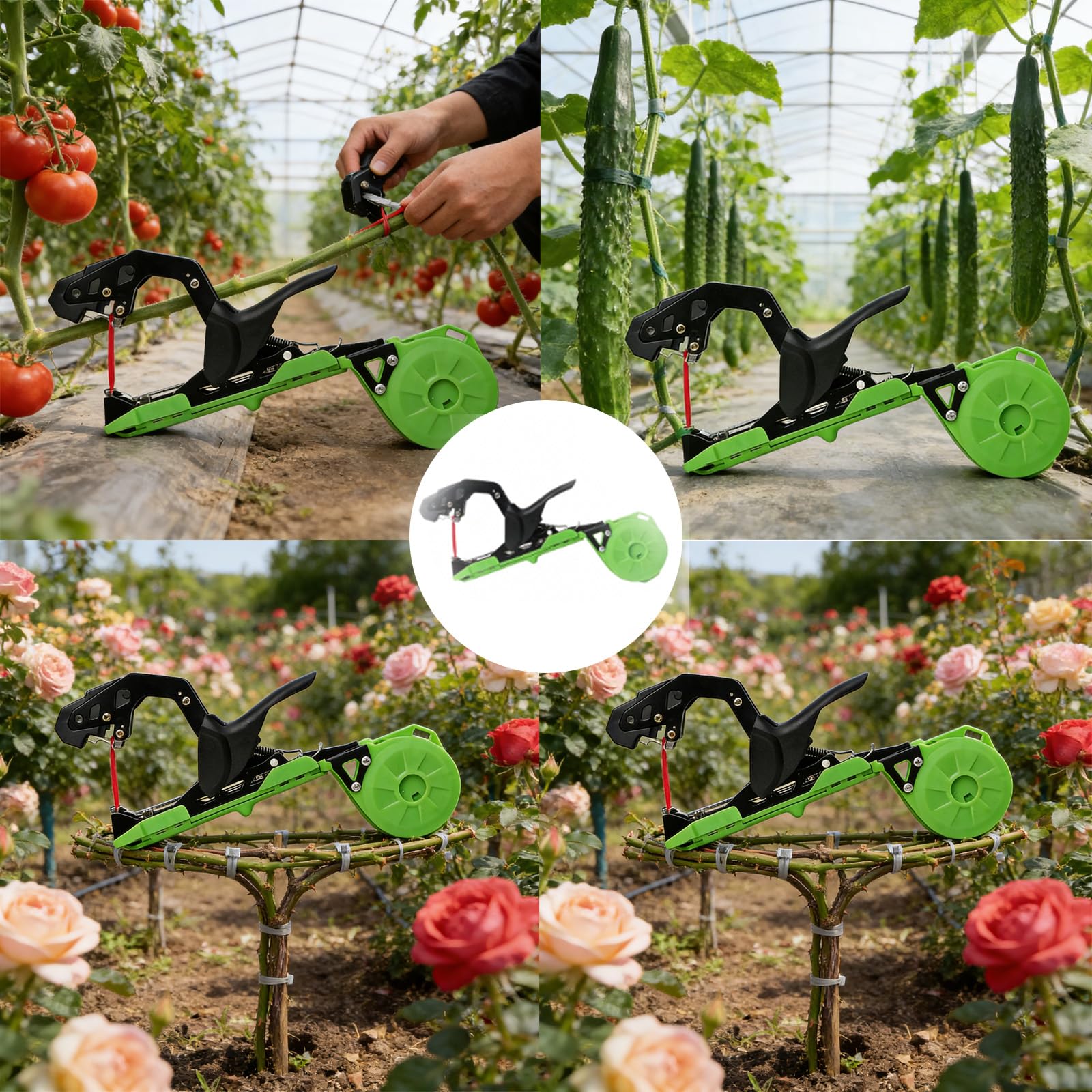 Pflanzenbindemaschine mit Klebeband und Heftklammern – leichter Tapener zum schnellen Binden von Gemüse, Tomaten, Weinreben, Blumen, Garten und Bauernhof