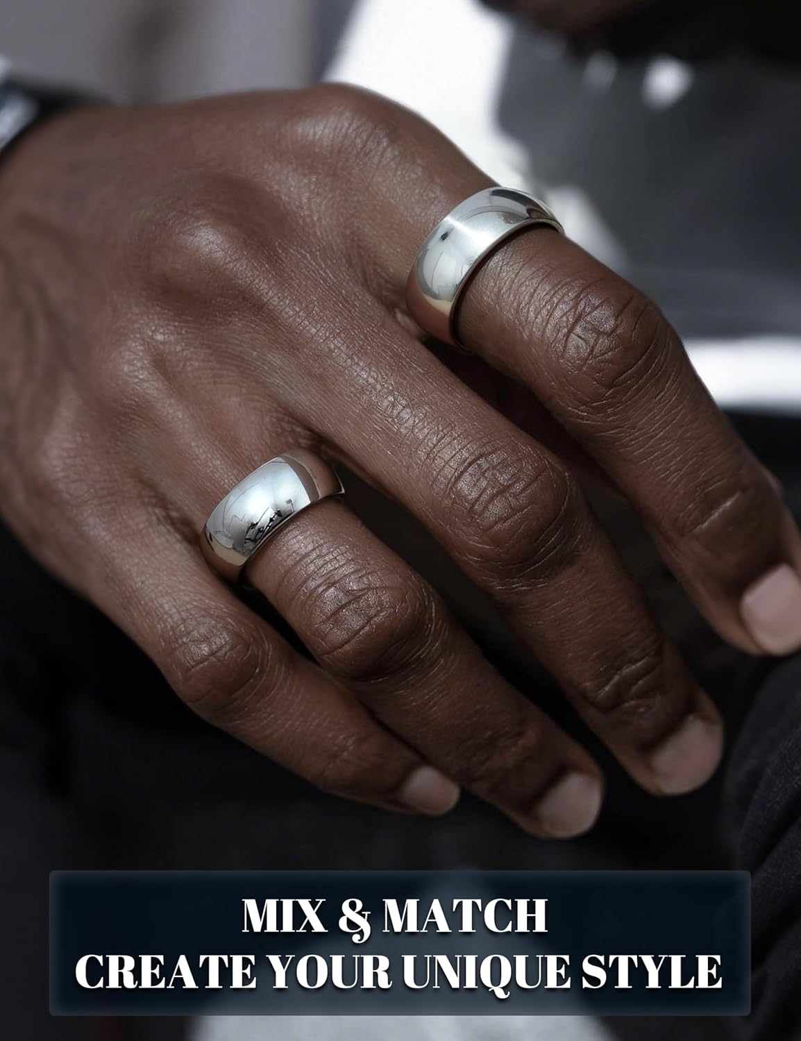 Florideco Stainless Steel Ring Wedding Bands for Women Mens Ring Wedding Band Plain Dome High Polished Size 6 to 10 - Image 3