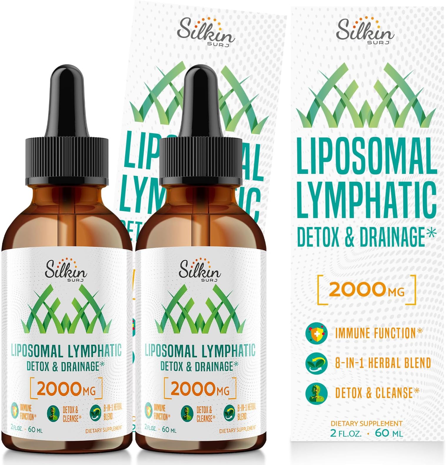 Liposomal Lymphatic Drainage Drops - Immune and Lymphatic Support - Detox Cleanse Supplements - Lymphedema Relief - PureLymphSwell Blend,Echinacea & Dandelion - 2 fl oz，60 Servings
