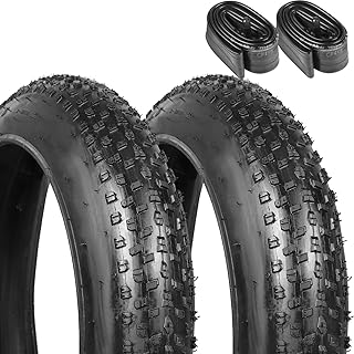 2 Pack 20 Mountain Bike Fat Tires 20 x 3.0 Plus 2 Pack 20 Fat Bike Tubes 20x2.5/3.0 AV Schrader Valve Compatible with 20 x...