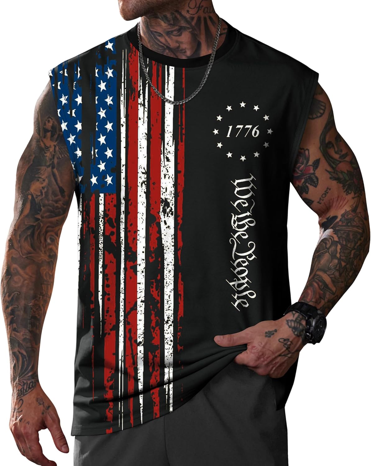 Men Graphic Muscle Tank Top Gym Workout Summer Casual Sleeveless Shirts (S-XXL)